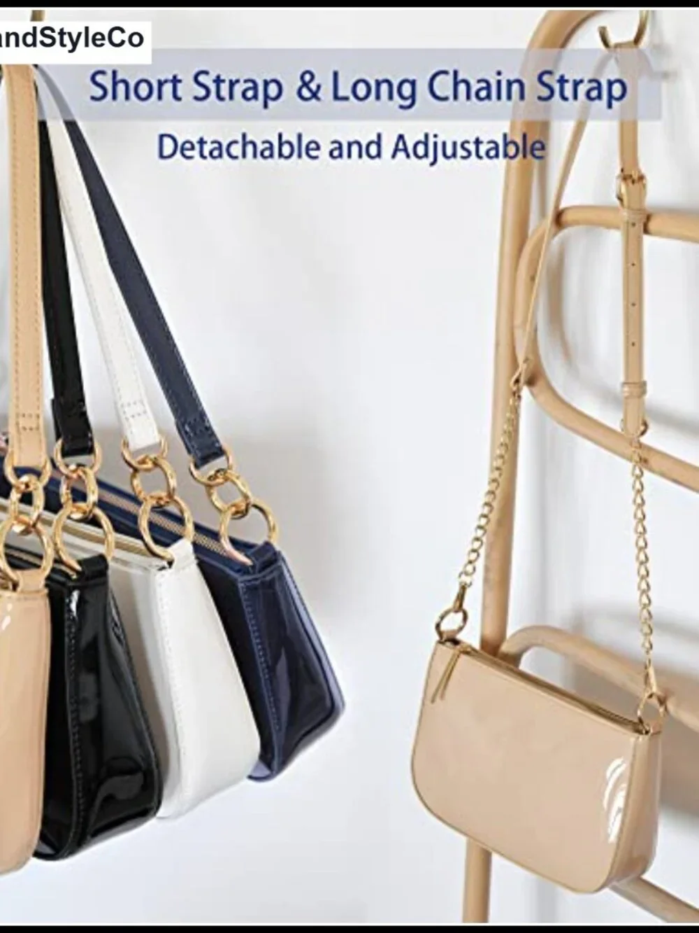 Glossy Faux Patent Leather Women 90s Shoulder Bag Clutch Crossbody Gold Hardware
